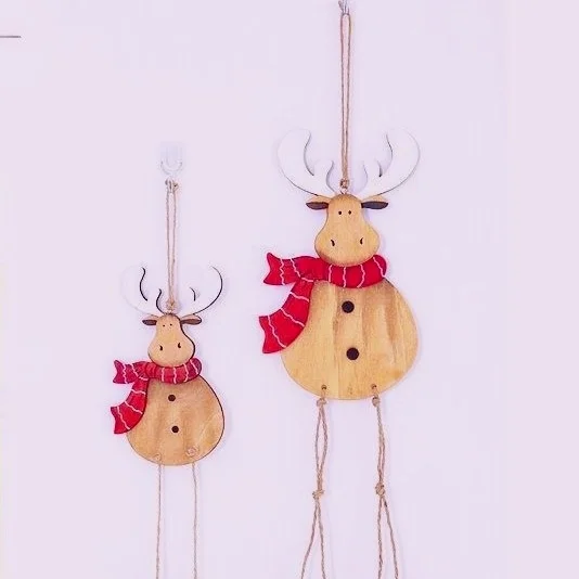 

Christma Decoration30cm,Wooden Craft Creative Elkwith Cotton Rope Wind chime Door hanging,Home Decoration,Children New Year Gift