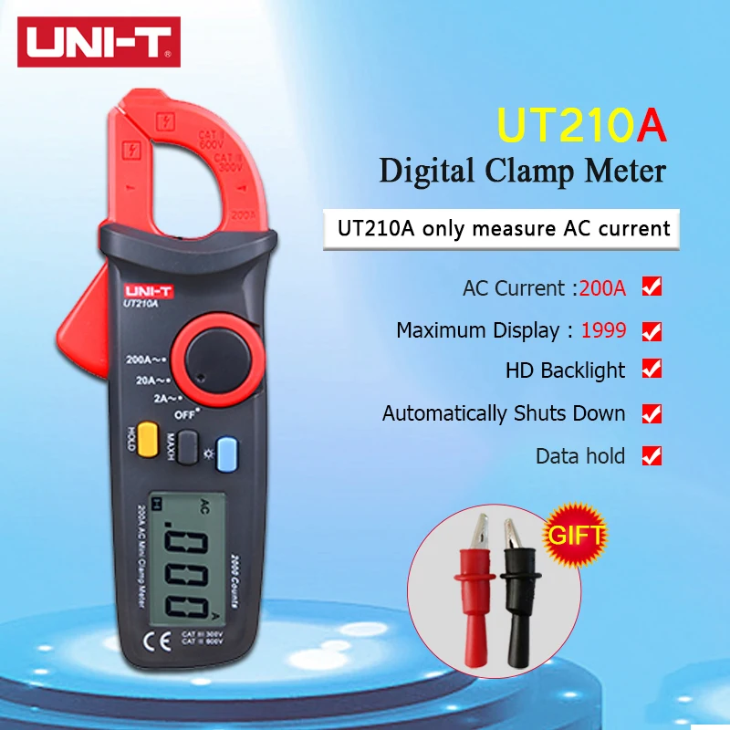 UNI-T UT210A мини Цифровые токоизмерительные клещи мультиметр тестер хранение данных