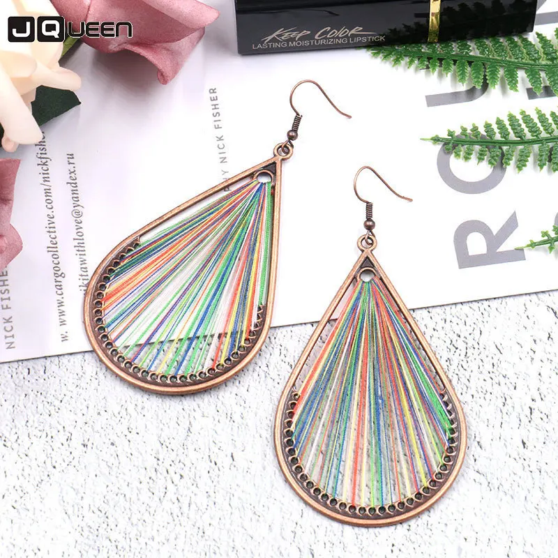 Этнические украшения с бронзовым покрытием большие треугольные висячие серьги