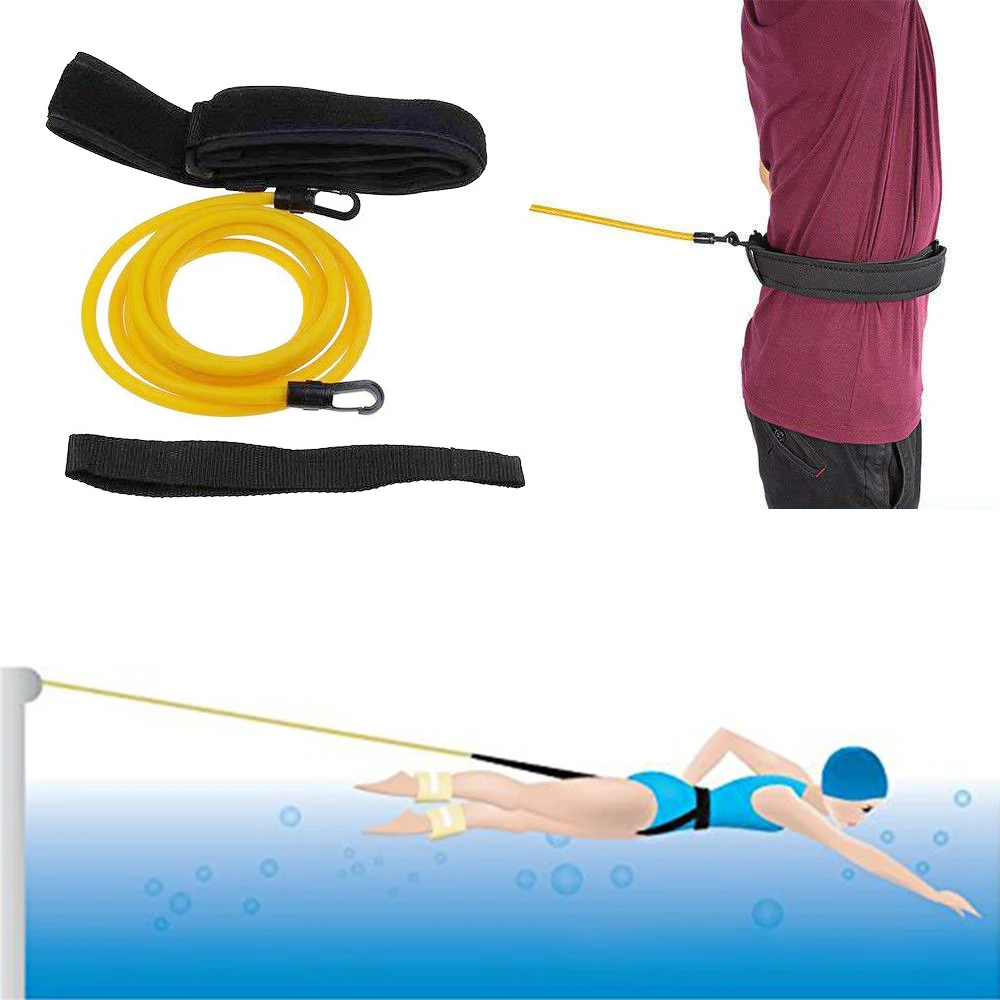 

1.2M Swimming Training Belt Neoprene Stationary Swim Exercise Leash Cord Swim Resistance Tether Band Swimming Fitness Equipment