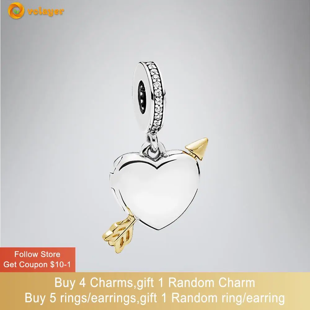 

Volayer 925 Sterling Silver Beads Plane Love Heart Dangle Charms fit Original Pandora Bracelets Women DIY Jewelry Making Gift