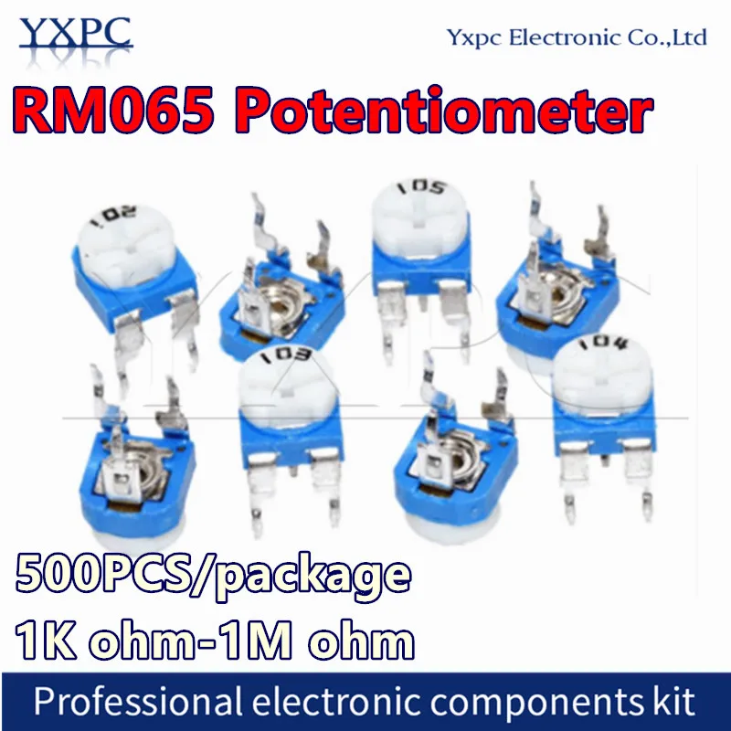 

500pcs RM065 RM-065 100R 200 500 1K 2K 5K 10K 20K 50K 100K 200K 500K 1M ohm Trimpot Trimmer Potentiometer variable resistor 103