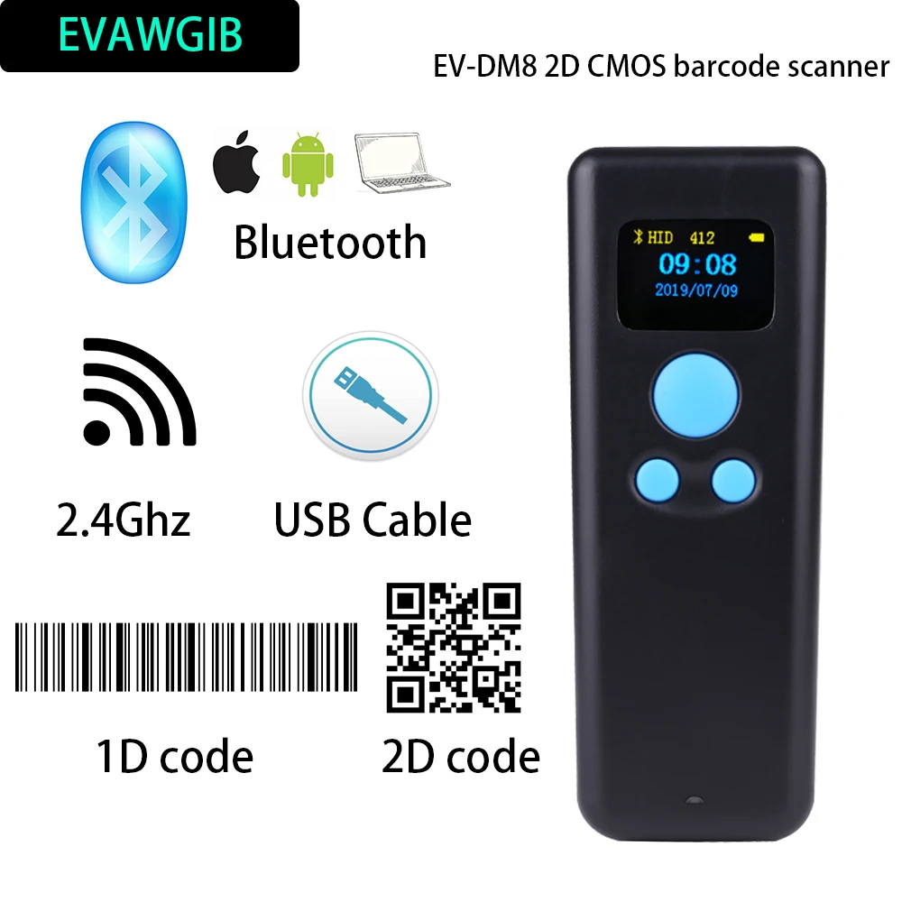 

USB Bluetooth-сканер штрих-кода, 2,4 ГГц, USB, 3 в 1