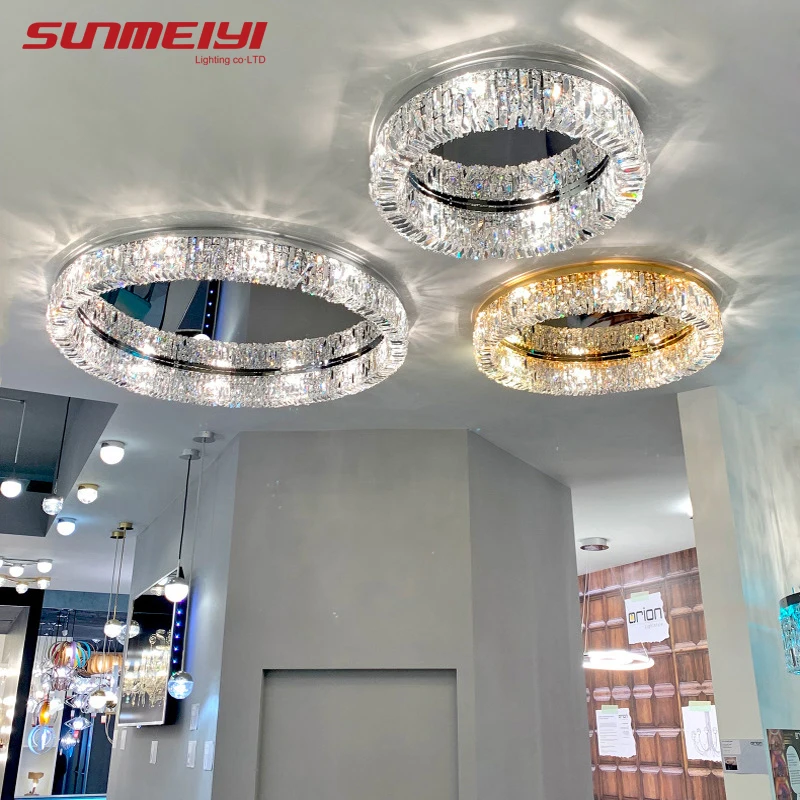 Скандинавский светодиодный потолочный светильник с золотым кристаллом для