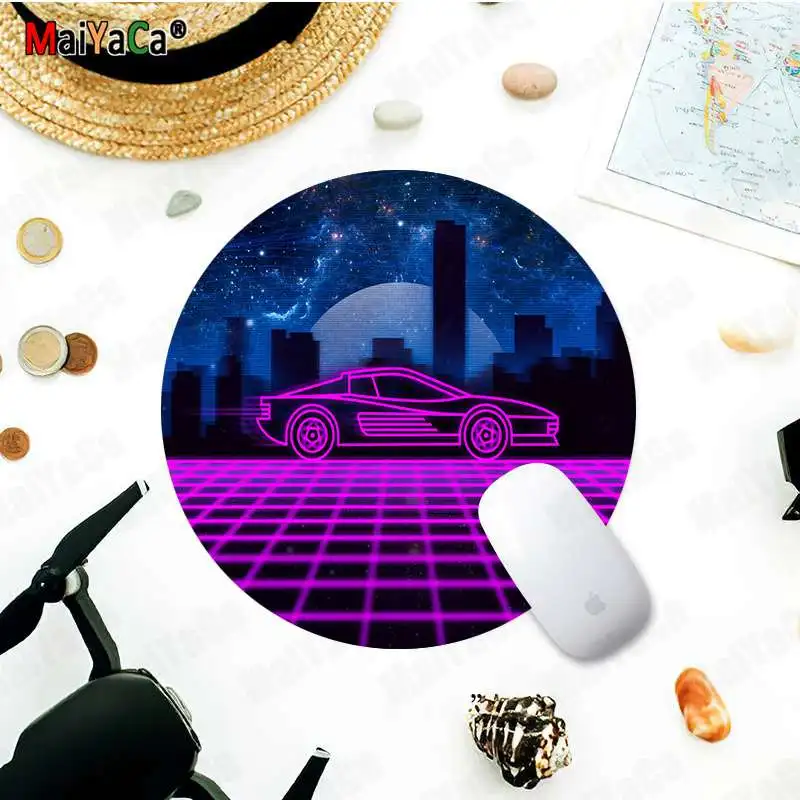 

Maiyaca New Designs Vaporwave sports car Gaming round Mouse Pad Computer Mats Anti-Slip Laptop PC Mice Pad Mat gaming Mousepad