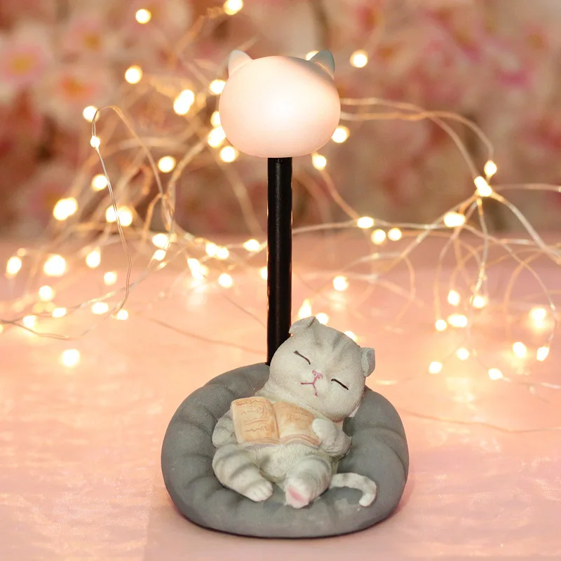 Lamp A ZMISHIBO милый ленивый мяу украшение Настольная лампа из полимерного материала кошка Ночной светильник без светильник стакан Оранжевый кот домашний декор вырезанная детская игрушка - Испускаемый цвет: Lamp A