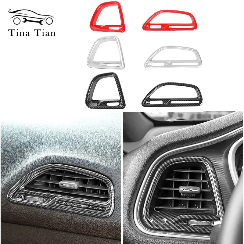 

Fit for Dodge Challenger 2015-2020 Car Styling ABS Carbon fiber color 2 PC Both sides Conditioning Vent Decoration Cover
