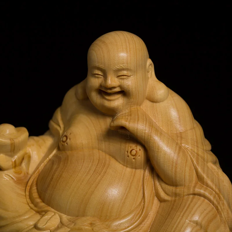 

Скульптура из бокса 8 см Maitreya, резьба по дереву, статуя Будды со смехом, домашний декор