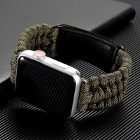 strap for apple watch band 44mm 40mm iwatch 3842mm camping leather clasp survival rope watchband bracelet applewatch 5 4 3 se 6