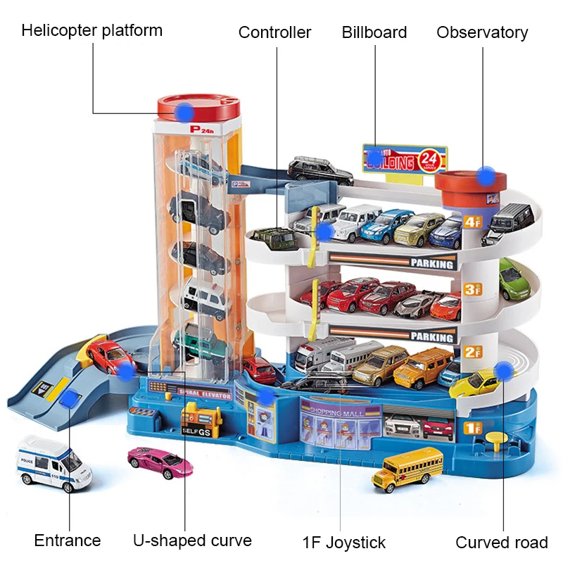 Игрушечная Автостоянка для автомобиля, костюм, 3D большой Электрический многослойный трек, гоночный Электрический Железнодорожный вагон, Детские обучающие игрушки, подарки