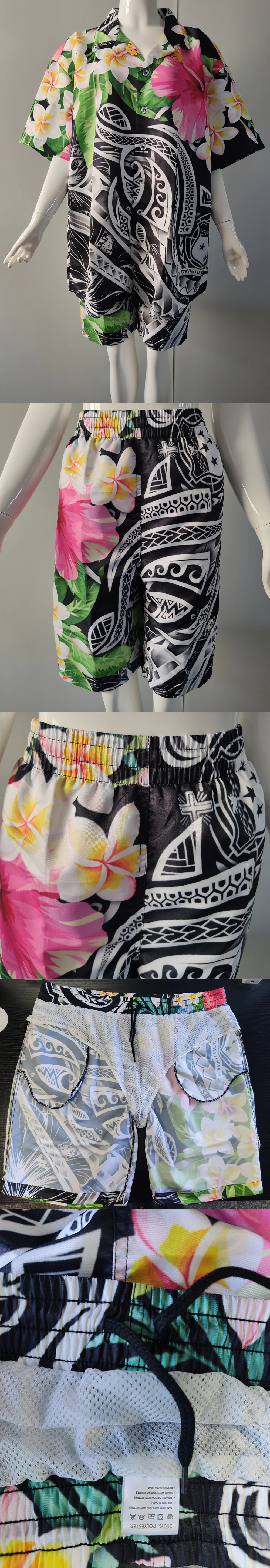 HYCOOL 4xl размера плюс Летний мужской комплект с принтом Мужская Гавайская