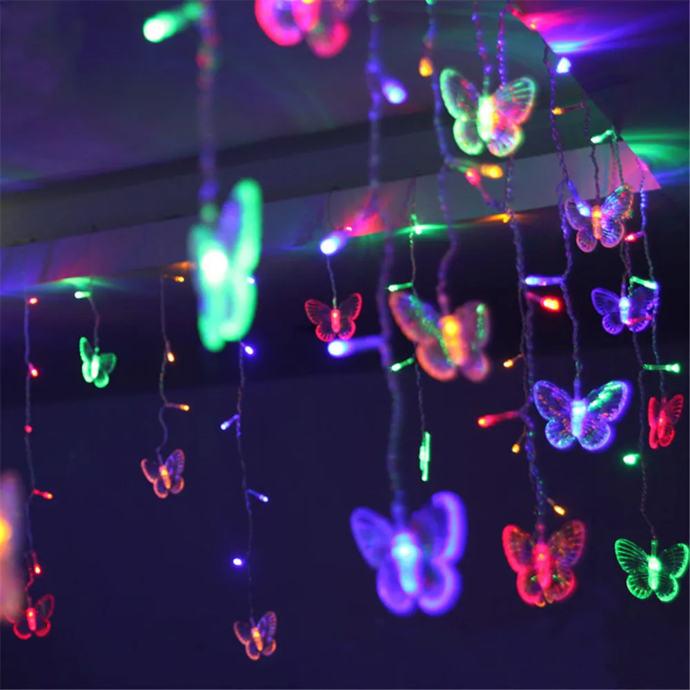 3.5M/5M Butterfly Shaped Icicle String Fairy Led Curtain Light For Party New Year's Day Decoration Light