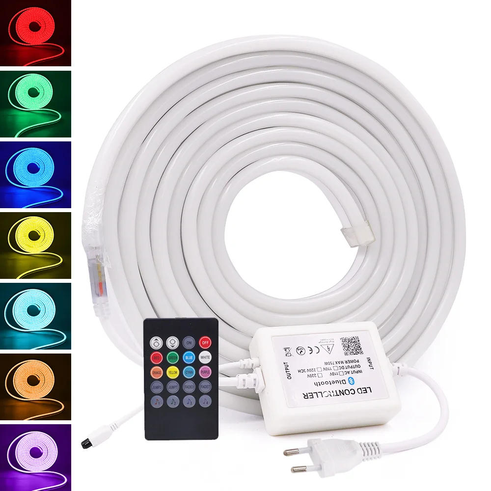 

110V 220V RGB LED Strip Waterproof Neon Rope Light 5050 2835 120Leds/m Bluetooth Control Flexible LED Neon Lights Tape Ribbon