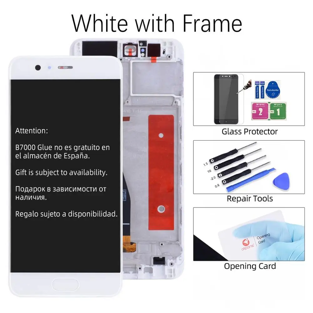 White With Frame ЖК-дисплей для huawei P10 Дисплей Сенсорный экран VTR-L09 VTR-L10 VTR-L29 аналогово-цифровой преобразователь для huawei P10 ЖК-дисплей Дисплей Замена - Цвет: White With Frame