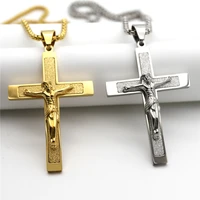orthodox cross pendant necklaces for men stainless steel catholic jesus crucifix necklace gold silver color chains male jewelry