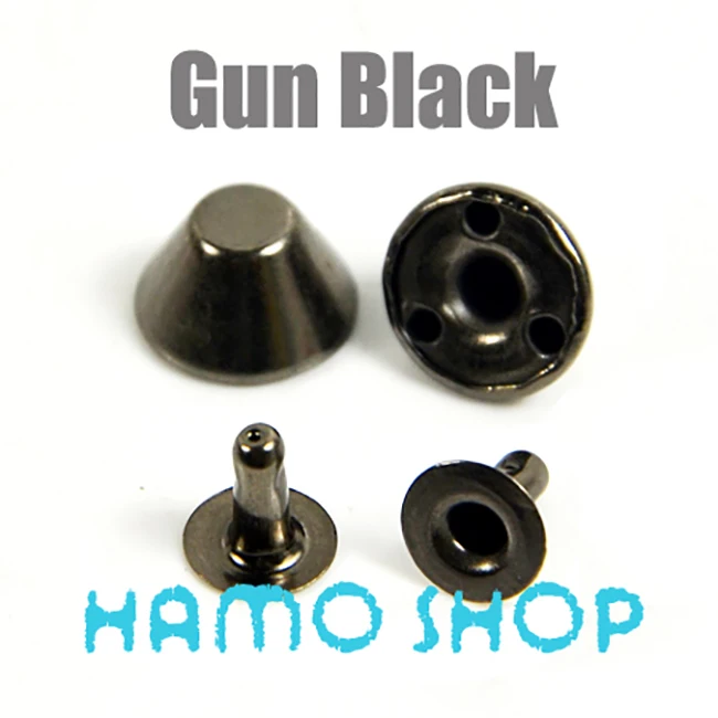 Bucket Gunblack 100 шт, все размеры, Стильные Заклепки с шипами, пятна, голова гвоздика, панк-рок, сделай сам, кожа, ремесло, для одежды, сумки, обуви, части, украшения - Цвет: Bucket Gunblack