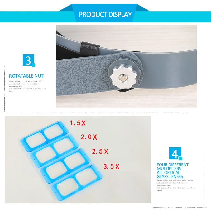 

Headband Magnifier Dual Lens Head-mounted Reading Magnifier Magnifier Sun Visor Glass Binoculars with Lens Magnification