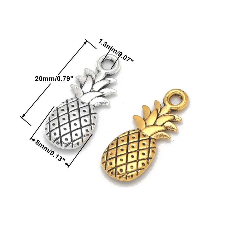 20Pcs Zinc Alloy Charm Fruit Pineapple Pendant Fashion DIY Necklace Earring Jewelry Making Accessories Lots Bulk Wholesale | Украшения и
