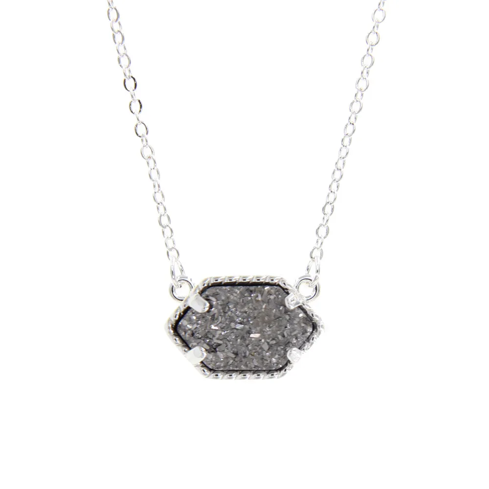Ожерелье Drusy с подвеской шестигранное ожерелье из смолы Druse золотого цвета