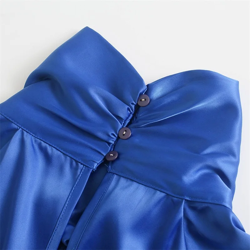 Блузка женская однотонная Асимметричная на пуговицах с длинным рукавом и