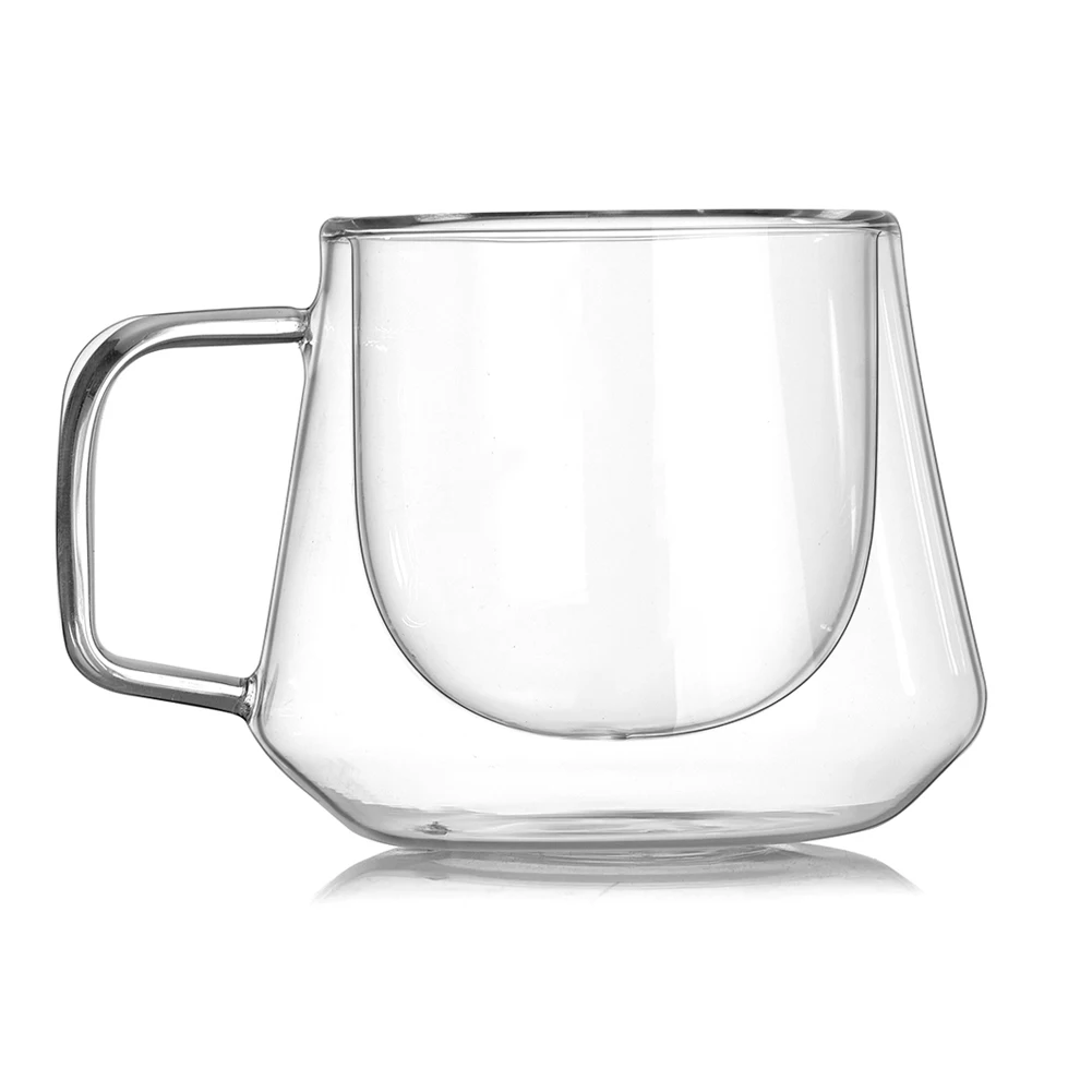 Transparent Double Glass Cup Anti-Scalding Office Coffee With Handle Drinking Insulation Tea Gift Drinkware Milk | Дом и сад