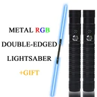 Световой меч с двойной окантовкой RGB, сменный светодиодный лазерный меч 7 цветов, переключаемый Два в одном, полностью металлическая ручка, подарок для косплея