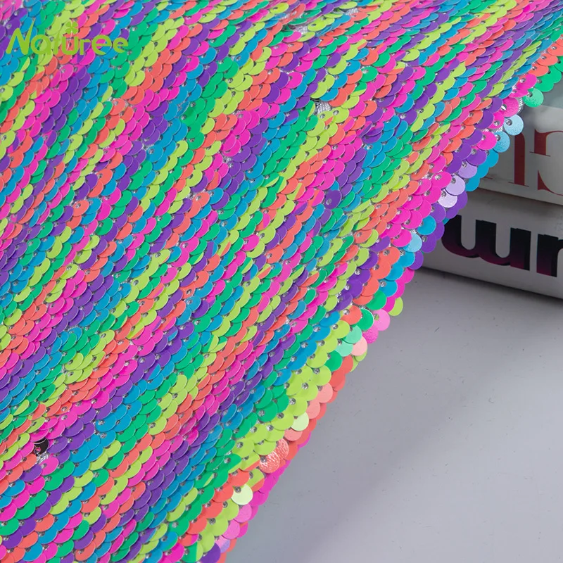 Двусторонняя ткань с блестками ширина 122 см двусторонняя 5 мм радужная свадебное