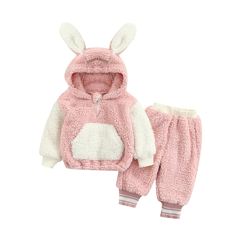 

Костюм из двух предметов для девочек, толстовка с длинным рукавом и брюки в контрастном цвете с кроличьими ушками для вечеринки в честь Дня ...