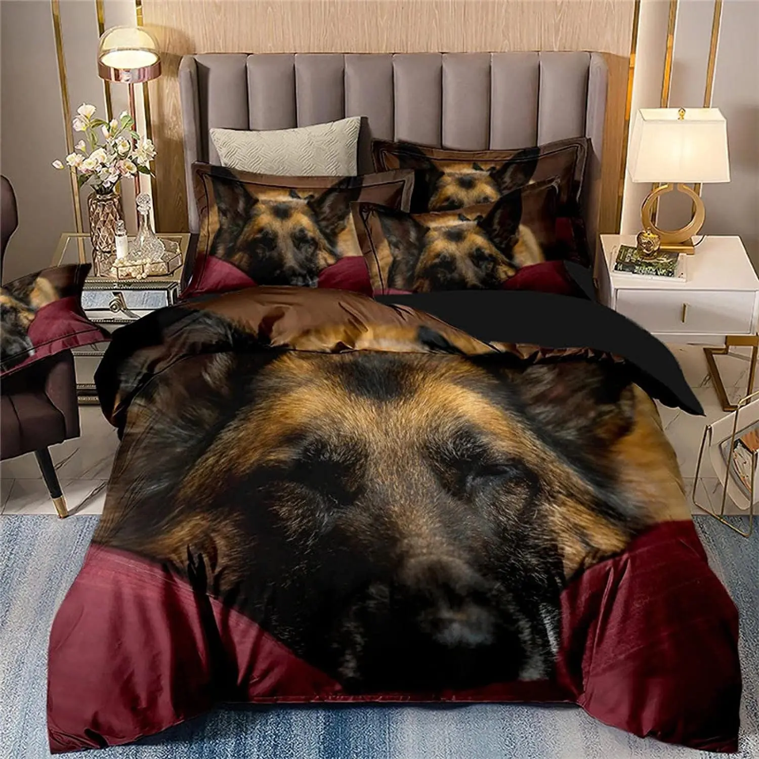 

Four-Piece Suit,3D Printed Duvet Cover Set Pet Dog Bedding Set Single Double Twin Full Queen King Quilt Covers for Adult