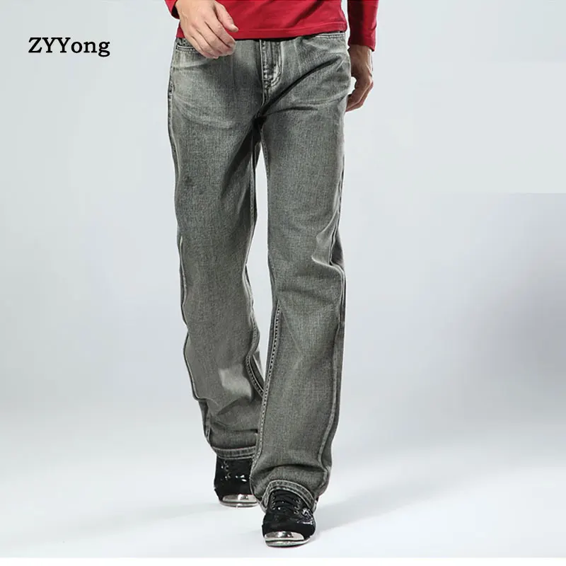 ZYYong Men's Jeans Wide Leg Trousers Hip Hop Grey Casual Men's Jeans Trousers Loose Jeans Rapper Skateboard Loose Men's Jeans