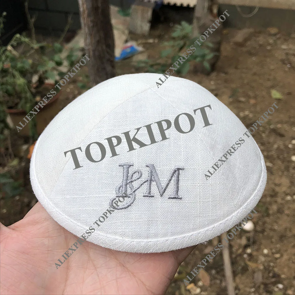 Льняные KIPPAS цвета слоновой кости с вышитым логотипом