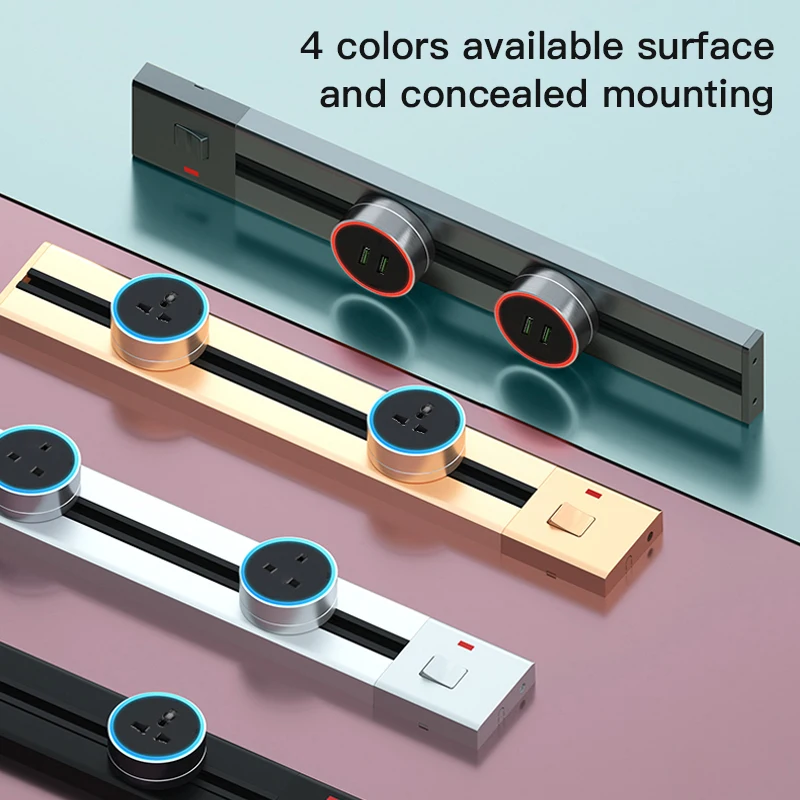 

Power track socket home Kitchen meeting table multi-function sockets Highquality UK US DE AU standard wall socket with usb Gold