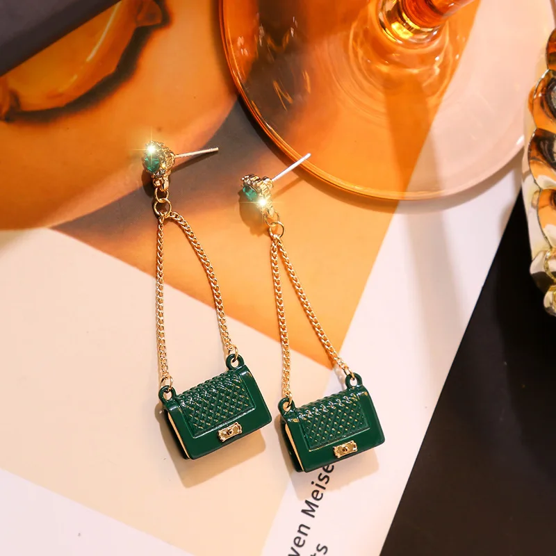 Unique Design Women Bag and High-heeled Shoes Earrings for Rhinestone Long Drop Christmas Party Korean Jewelry | Украшения и