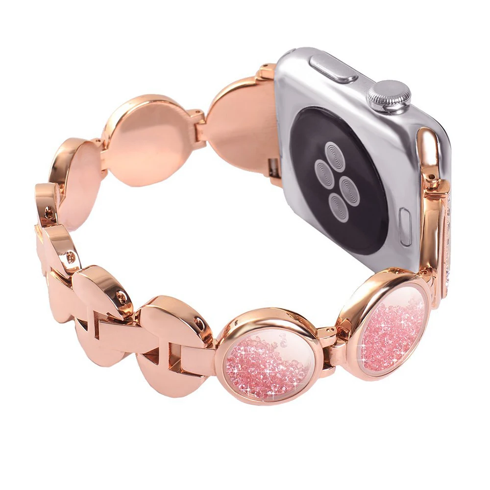 Ремешок для Apple Watch роскошный драгоценный камень браслет с песочным рисунком из нержавеющей стали серии 3 2 1 42 мм 38 мм бриллиантовый ремешок для iwatch серии 4 40 мм 44 мм