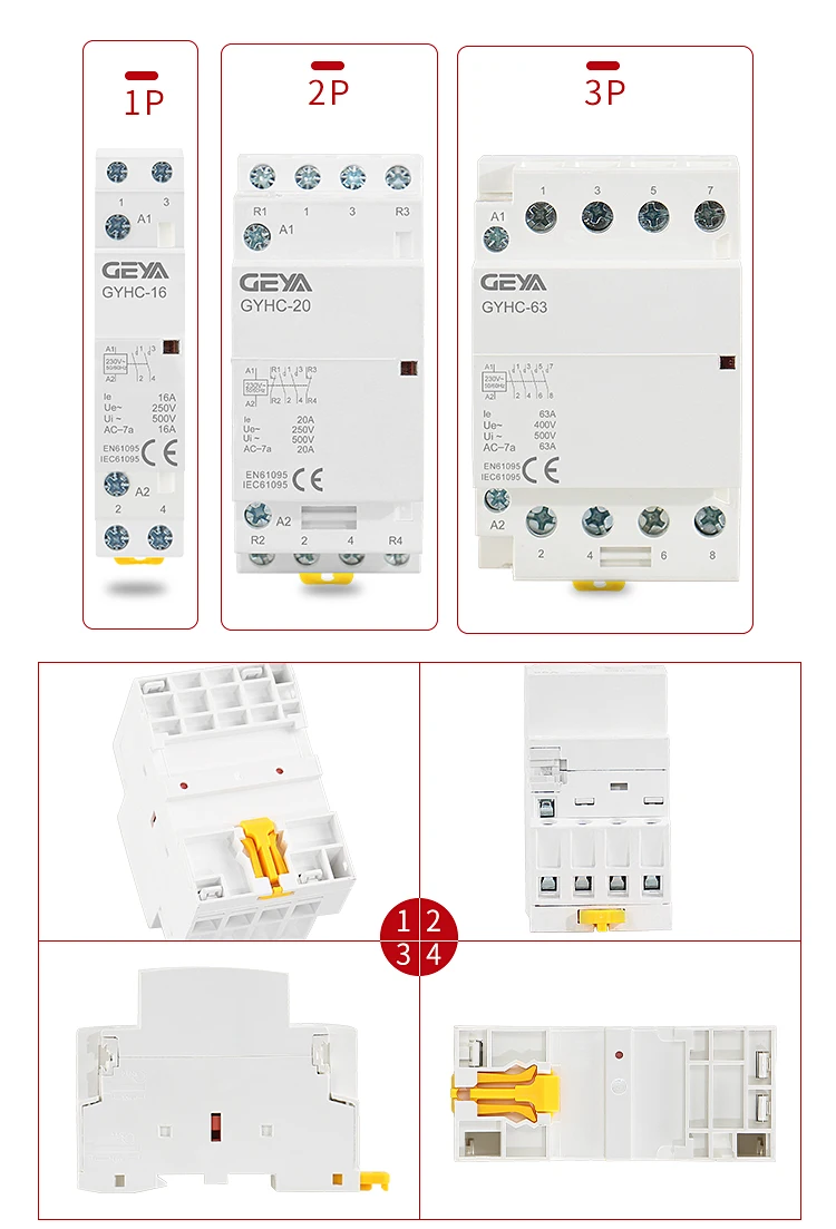 GEYA 2P 40A 63A 2NO или 2NC модульный контактор din-рейку монтаж AC220V 230V автоматический