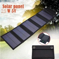 25w solar panels portable folding waterproof dual 5v1a usb solar panel cell charger for phone battery with 10 in 1 usb cable