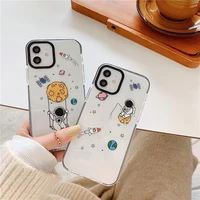 cute cartoon space astronaut phone cases on for iphone 12 mini 11 pro xs max x xr 7 8 plus se 2020 double color soft tpu cover