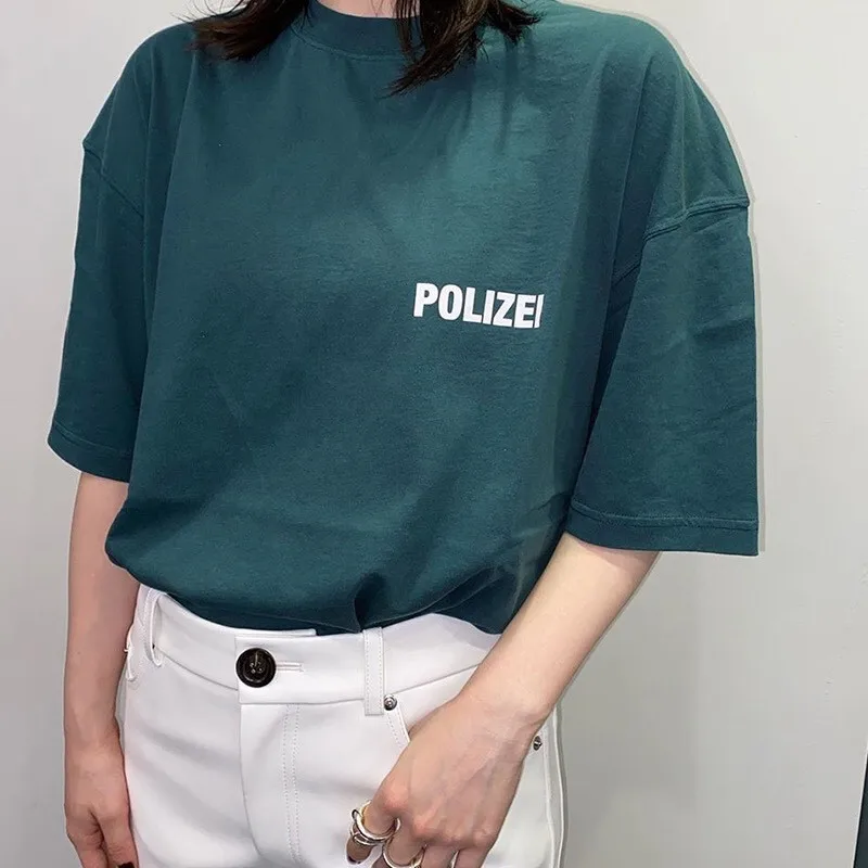 

VETEMENTS Polizel Logo T-Shirt Men Women 1:1 High Quality Embroidery Police Letter VETEMENTS Tee VTM Tops Short Sleeve