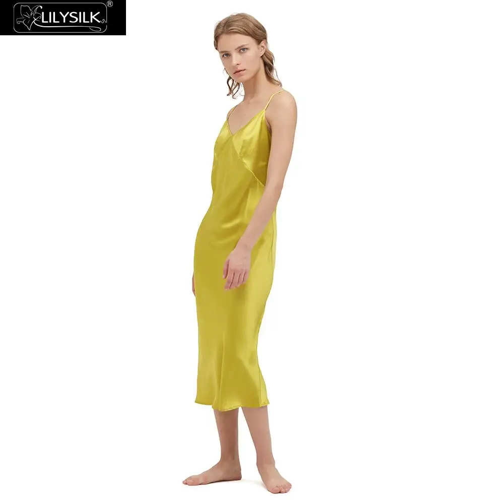 LilySilk Silk Nightgown 22 Momme V Neck Long Luxury Natural Ladies Women's Clothing New Free Shipping | Женская одежда