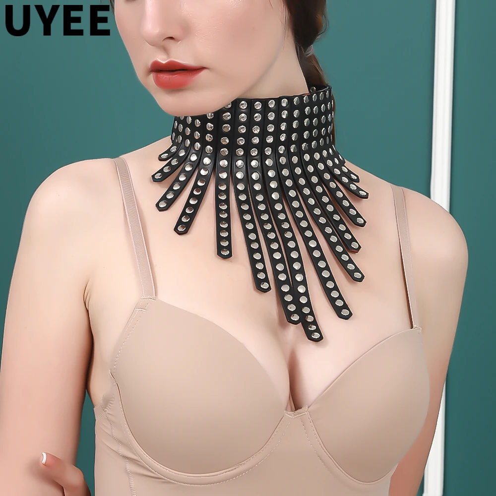 

UYEE Women Leather Chain Choker Black Bondage Necklace Punk Goth Harajuku Sexy Festival Personality Party Erotic Jewelry Gifts