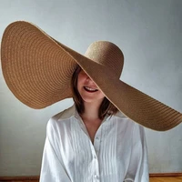 foldable women oversized hat 70cm diameter large brim summer sun beach hats wholesale