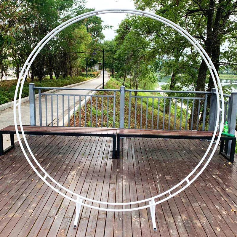 2.5M Double Rod Ring Wedding Arch Outdoor Marriage Birthday Party Round Decoration Background Shelf Frame | Дом и сад