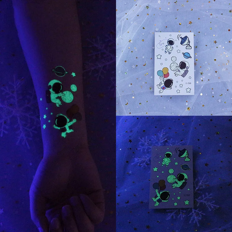 

Luminous Tattoo for Children Astronaut Panda Waterproof Tattoo Sticker Body Art Cartoon Tattoo 120*75 Mm