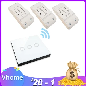 VHome беспроводной пульт дистанционного управления сенсорный выключатель, умный RF 433MHz релейный Приемник DC источник питания 170 v-250 v 5A передатчик контроллер