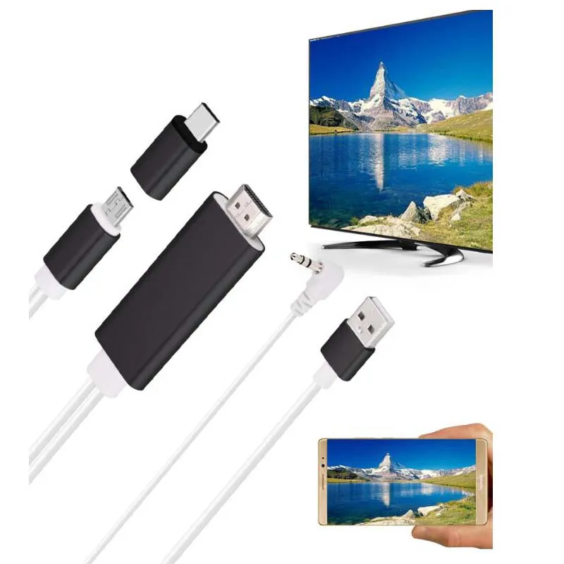 Micro USB C Type To HDMI-compatible Converter Digital AV Cable 1.8m 1080P 2 In 1 Mirror Screen TV Stick adapter For Android | Электроника