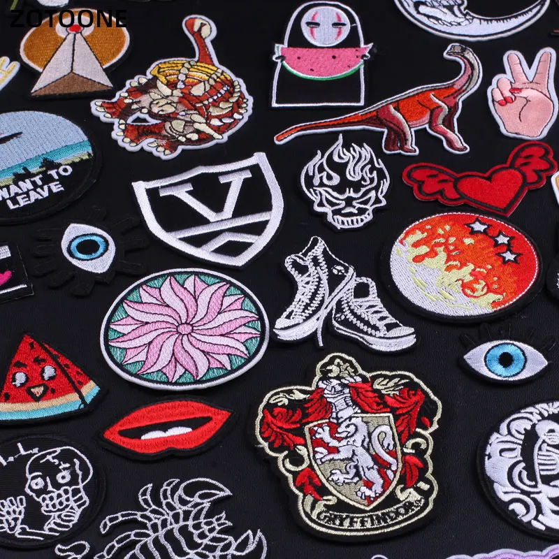 

ZOTOONE Magic School Patch Dinosaur Embroidered Patches for Clothing Anime Spirited Away Applique Iron on Patches on Clothes