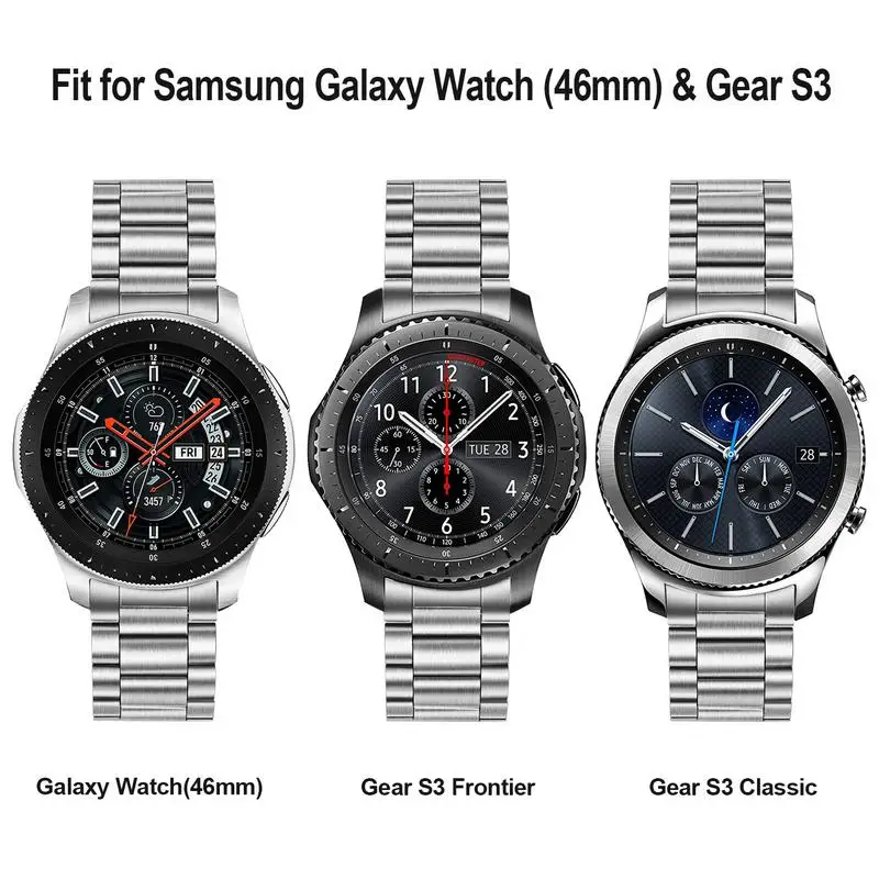 

Unique Stainless Steel Watchband + No Gap Clips For Samsung Galaxy Watch 46MM 22MM SM-R800 Hand Detach Band Quick Release Strap