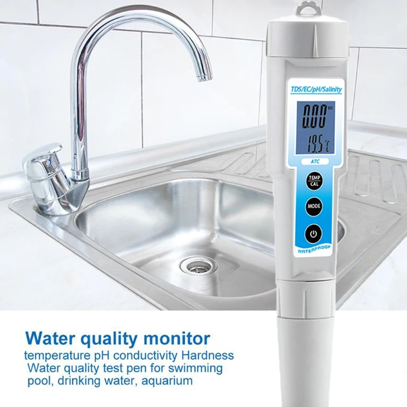 

Digital Water Tester 5 In 1 PH/TDS/EC/Salinity/Temperature Meter for Pools 203F