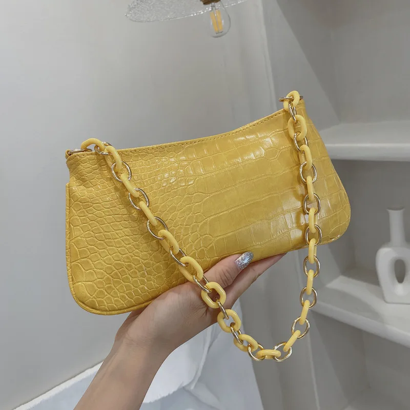 

Модная трендовая сумка для подмышек, удобная универсальная сумка на плечо, текстурная Сумочка с крокодиловым узором, персонализированная с...