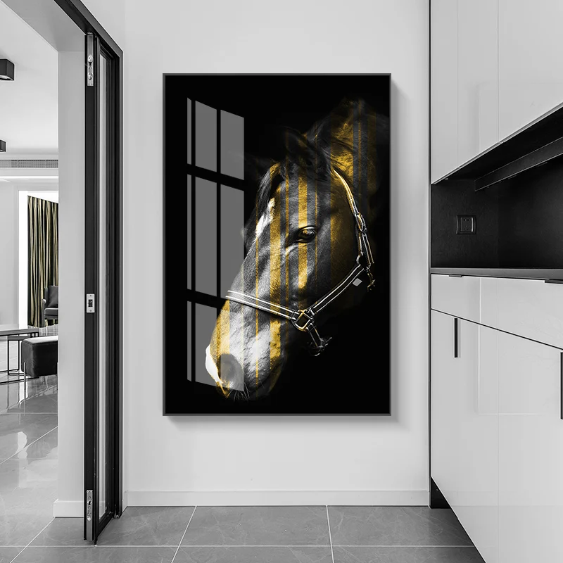 

Modern Black horse canvas painting poster and print Unique horse eyes decorative wall art pictures for living room bedroom aisle